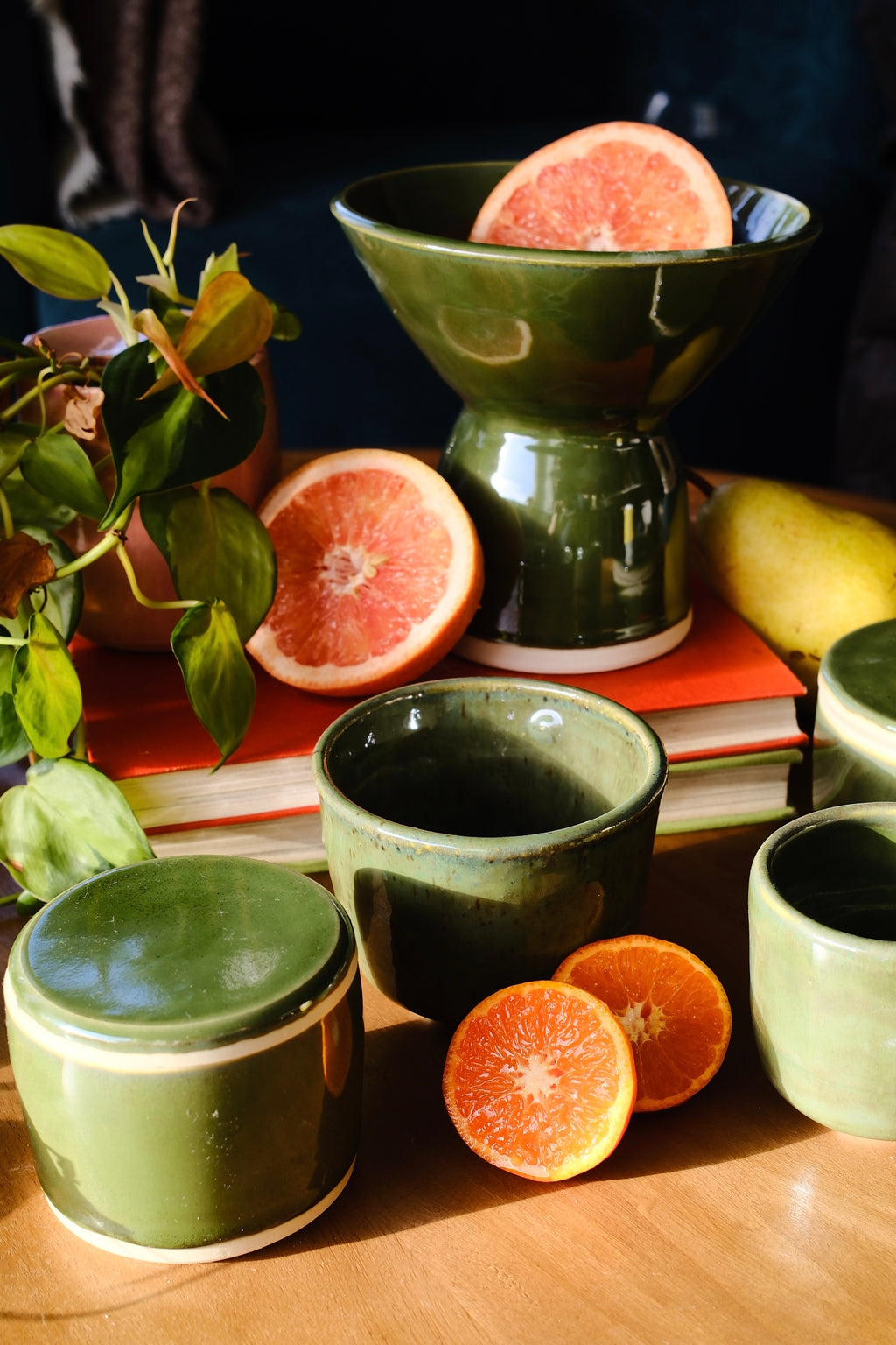 Deep Green Pedestal Bowl