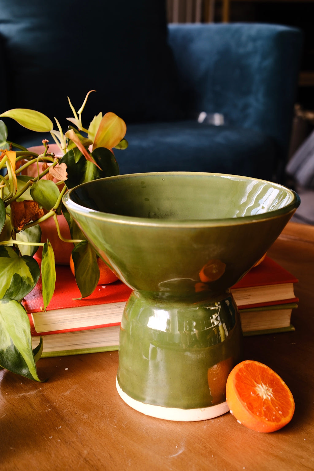 Deep Green Pedestal Bowl