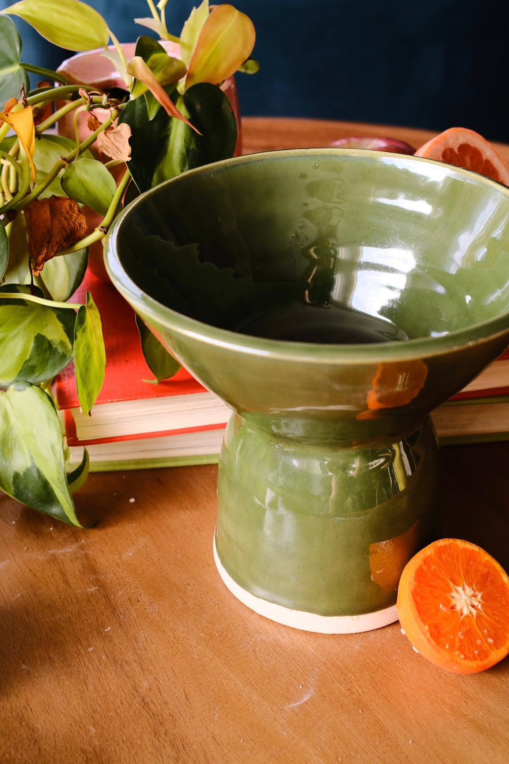 Deep Green Pedestal Bowl