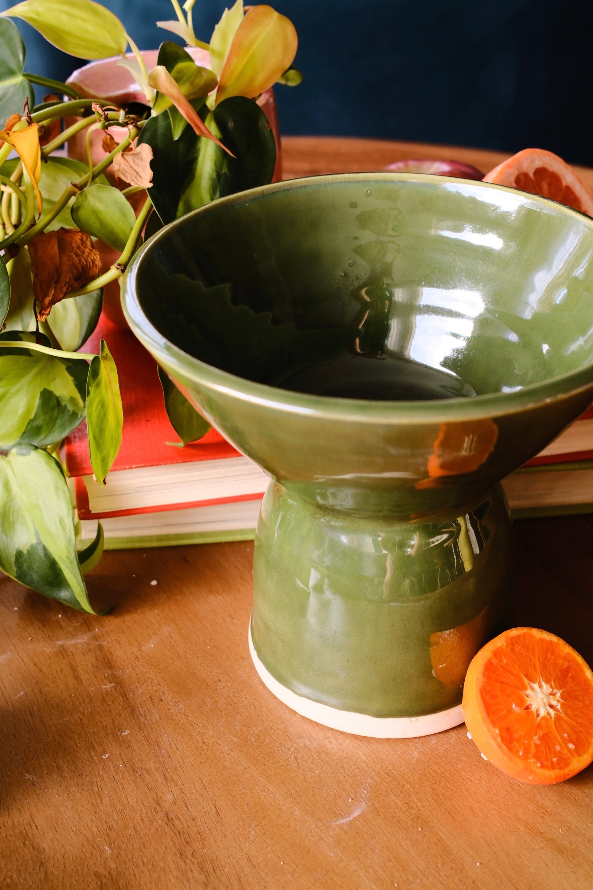 Deep Green Pedestal Bowl